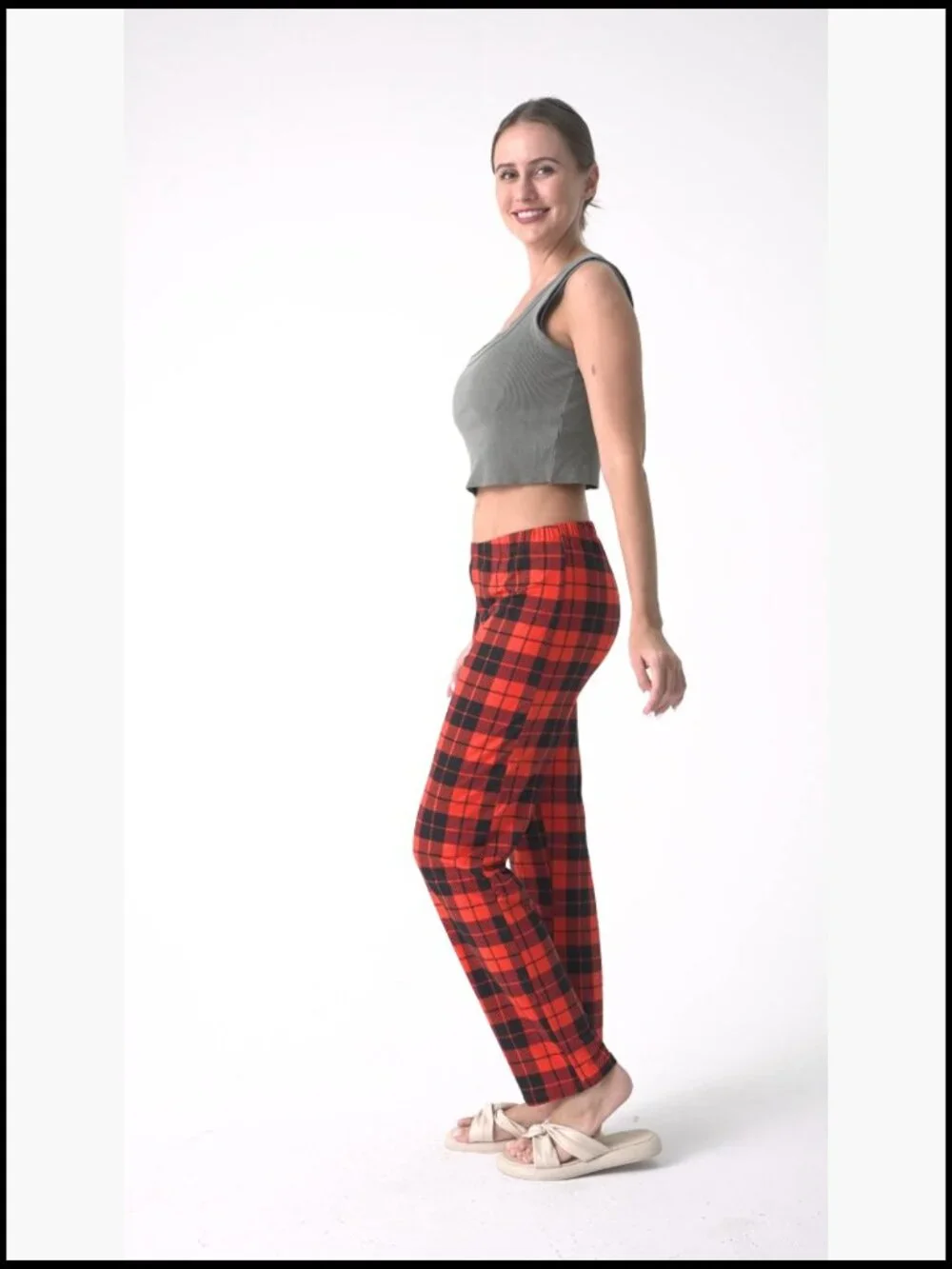 Long Sleeve Crew Neck Pajama Set with Pants, 100% Polyester